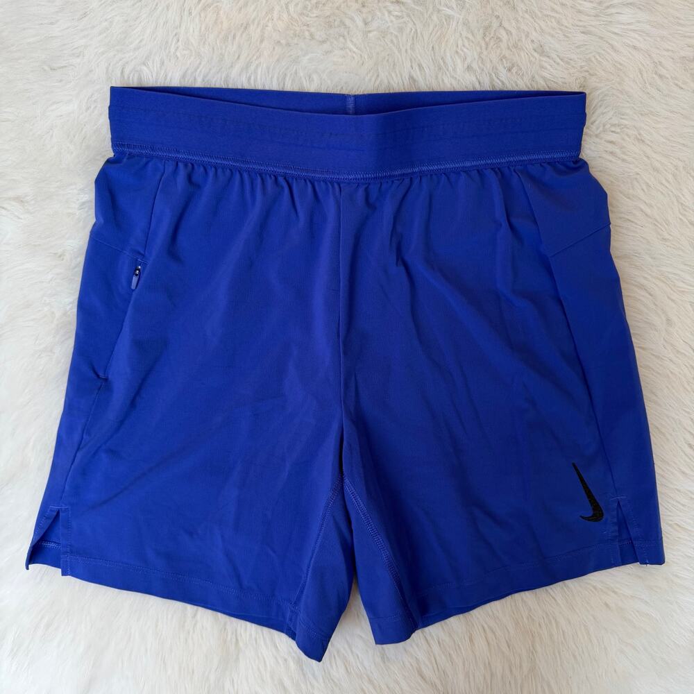 Nike Men's Dri-Fit Yoga 2-in-1 Training Shorts sz small bright dark blue & navy